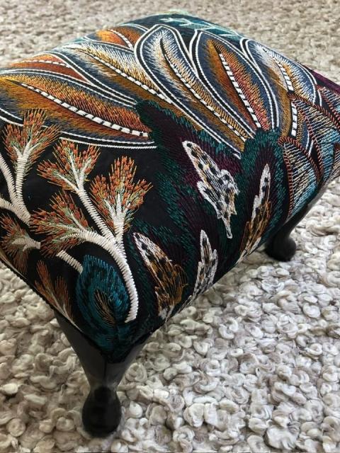 Embroidered Footstool 